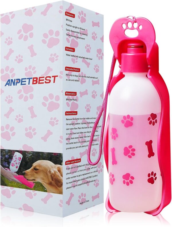 Dog Water Bottle 325ML/11oz 650ML/22oz Portable Dispenser Travel Water Bottle Bowl for Dog Cat Small Animals (22oz/650ml) - Image 8