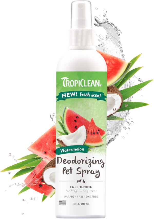 TropiClean Watermelon Cat & Dog Deodorizing Spray | Cat & Dog Grooming Supplies | 8 oz | Made in the USA