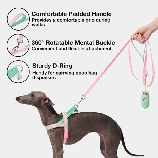 VETRESKA No Pull Dog Harness and Leash Set for Small Medium Large Dogs, Adjustable Soft Padded, Easy Control, Easy Walk and Anti-Twist Pet Lead Combo (Pink & Green,XS) - Image 4