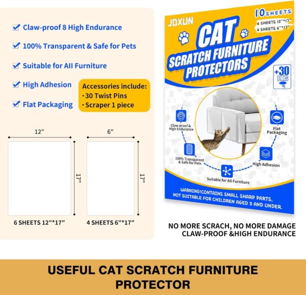 Cat Scratch Furniture Protector,10 Pack,Couch Protector from cat Claws,Cat Furniture Protector,Couch Cat Scratch Protector,Anti cat Scratch for Furniture, Cat Couch Protector - Image 4