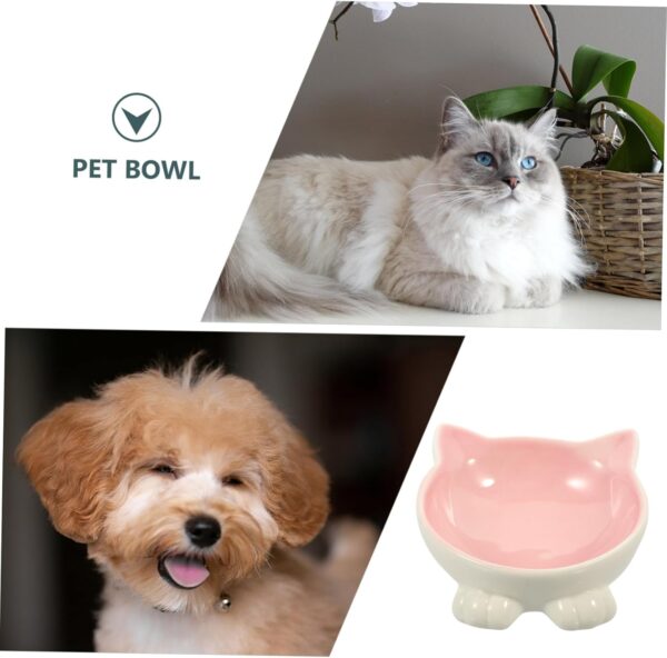 Sosoport Cat Ceramic Bowl Slow Feeder Dog Bowl Cat Bowls with Ears Bowls Stand Feeder Puppy Bowl Feeding Watering Dog Plates for Cat Floor Bowl Shallow Cat Container Ceramics to Feed Pink - Image 9