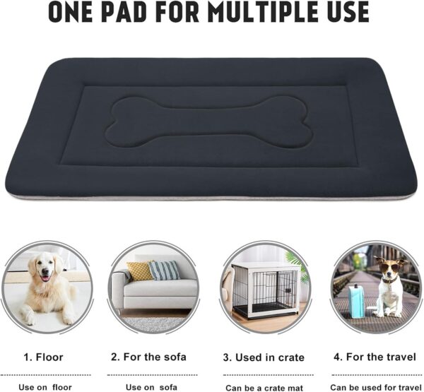 JoicyCo Dog Bed Soft Dog Crate Pad Mat for Medium/Large Dogs 36 in Non-Slip Bottom Washable Dog Sleeping Mattress Pet Beds Cat Bed Kennel Pad, Dark Gray - Image 4