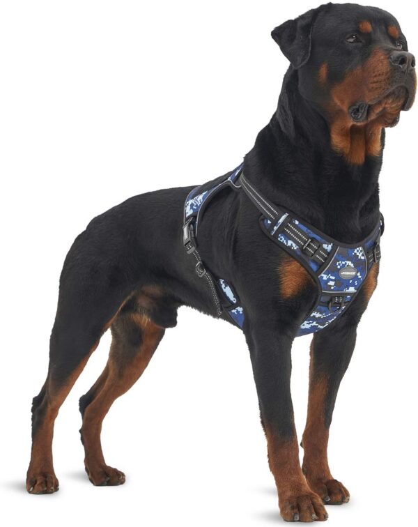 Auroth Tactical Dog Training Harness No Pulling Front Clip Leash Adhesion Reflective K9 Pet Working Vest Easy Control for Small Medium Large Dogs Blue Camo L