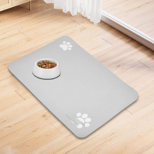 16 x 24 Inch Pet Feeding Mat Dog Mat for Food and Water Dog Food Absorbent Mat, Quick Dry Cat Food Mat Dog Water Bowl Mat Pet Supplies (Light Grey)