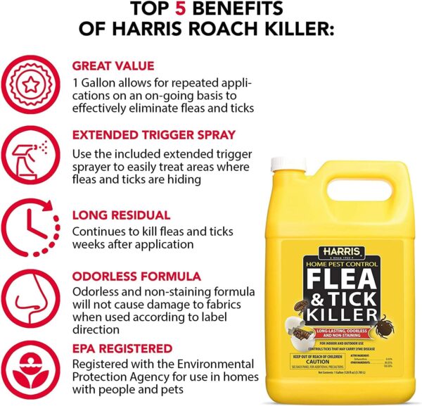 Harris Flea and Tick Killer, Liquid Spray with Odorless and Non-Staining Extended Residual Kill Formula (2-Pack, Gallon) - Image 4