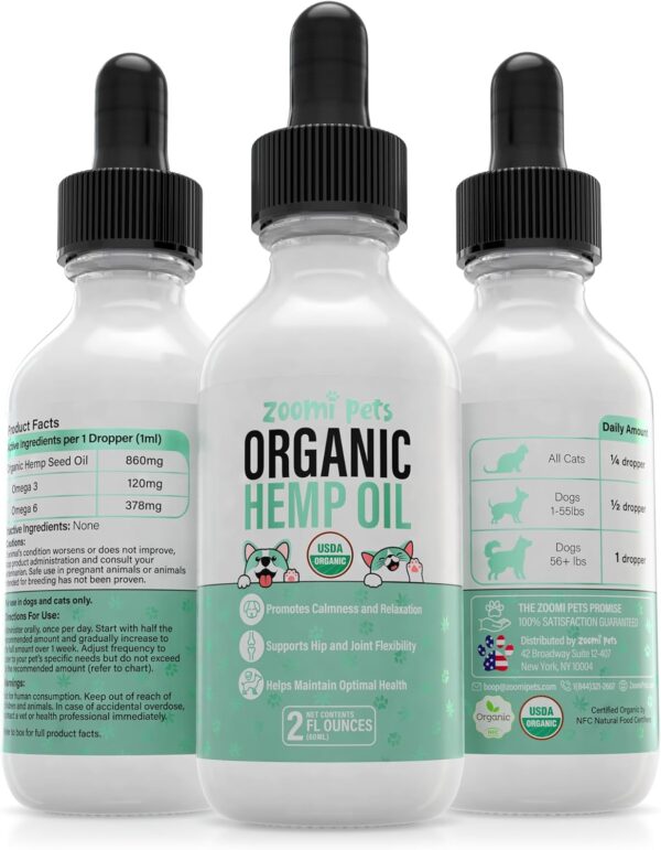 Calming Organic Hemp Oil for Dogs and Cats - Hemp Oil Drops with Omega Fatty Acids - Hip and Joint Support, Skin and Coat Health and Allergy Relief - Helps with Anxiety, Stress and Pain - Image 5