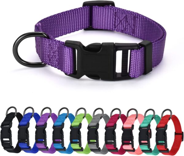 AUDWUD Thick Nylon Collar,Classic Adjustable Dog Collar in Multiple Colors,Suitable for Small,Medium and Large Dogs,4 Sizes