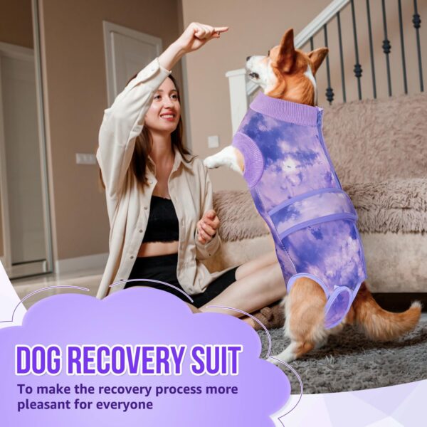 SlowTon Dog Surgery Recovery Suit - Zipper On Dog Onesies After Surgery for Female Male Dog, Abdominal Wounds Bandages Cone/E-Collar Alternative Dog Surgical Body Suit Shirt (Purple - Tie Dye,L) - Image 7