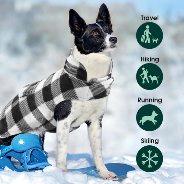 Kuoser Dog Winter Coat, Windproof Dog Fleece Jacket British Style Plaid Cold Weather Dog Vest Coats, Reversible Cozy Warm Dog Clothes Pet Apparel for Small Dogs XS - Image 6