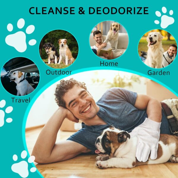 48 Pack Cleaning Glove for Dogs Cats and Pets Bathing Wipes Dry Cleaning Gloves Grooming Wipes Grooming for Dog and Cat Daily Care and Traveling - Image 7