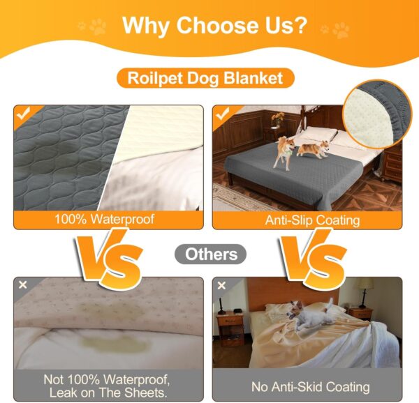 2 Pack Waterproof Dog Bed Cover Blanket Non Slip Couch Cover for Pets Large Dog Cat Kids Children Sofa Furniture Protector(82"×102", Dark Grey) - Image 4