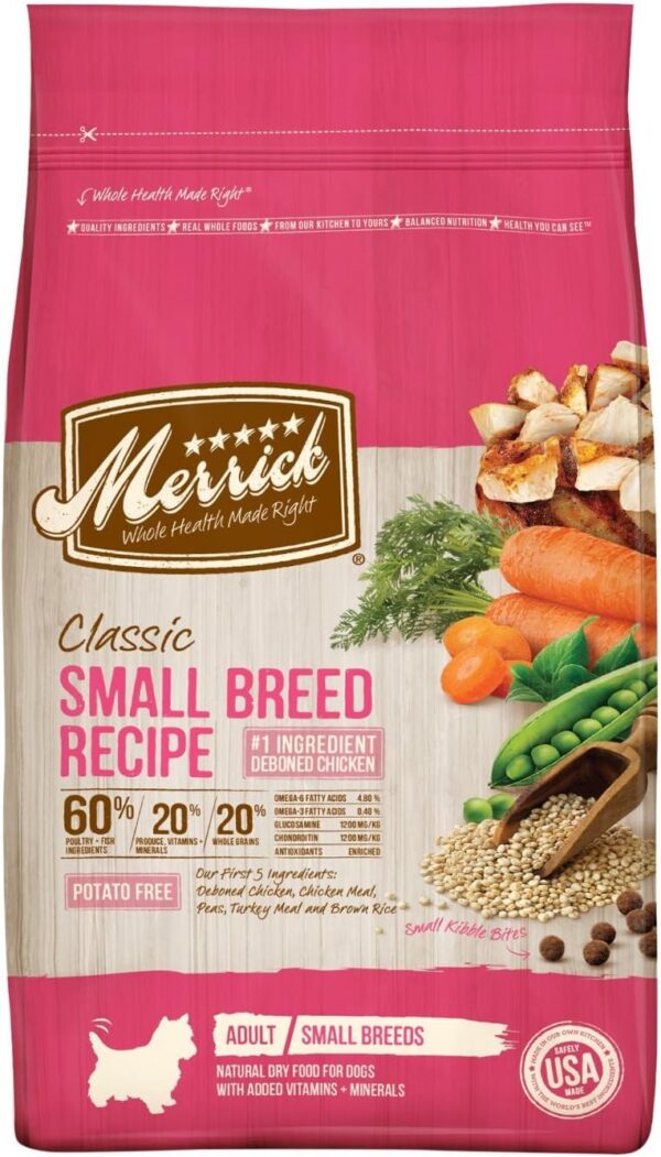 Merrick Healthy Grains Premium Dry Dog Food For Small Dogs, Wholesome And Natural Kibble, Small Breed Recipe - 4.0 lb. Bag