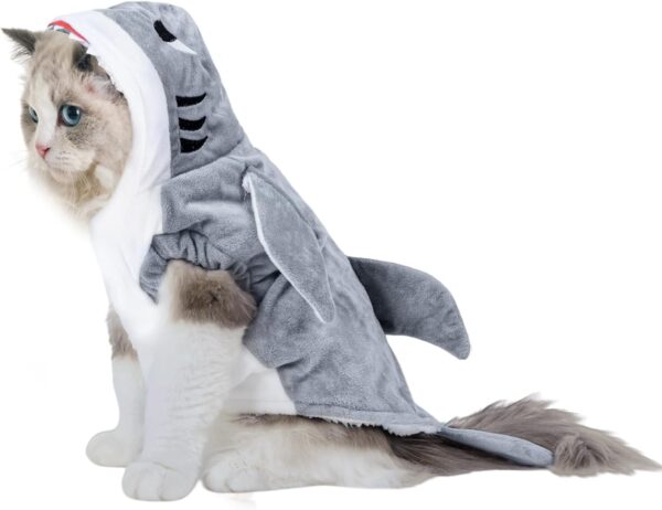 NACOCO Halloween Pet Shark Costume - Dog Cute Clothes Hoodie Cat Warm Outfit Coat Apparel for Small Medium Large Dogs and Cats (Grey, M)