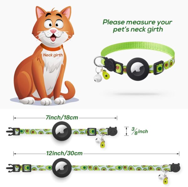 𝐋𝐀𝐅𝐀𝐘𝐈 𝐀𝐢𝐫𝐭𝐚𝐠 𝐂𝐚𝐭 𝐂𝐨𝐥𝐥𝐚𝐫 𝐁𝐫𝐞𝐚𝐤𝐚𝐰𝐚𝐲 with Bells and Fruit Pendants,Safety Kitten Collar with Apple Air Tag Holder for Girl Boy Cats,Pet Accessories,Gifts(Avocado) - Image 5