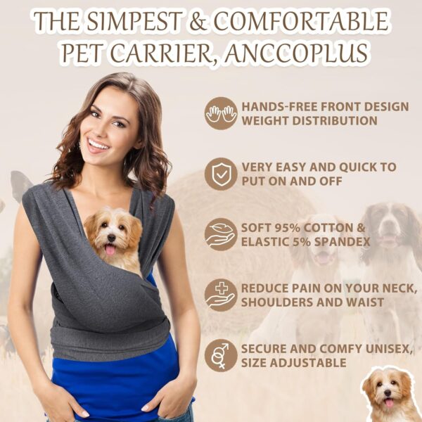 Dog Carriers for Small Dogs Adjustable Pet Sling Carrier for Small Dogs Suitable Shoulder Dog Carrier Sling Cotton Front Facing Cat Sling Carrier Safe Grey Dog Front Carrier Bag for Outdoor - Image 4