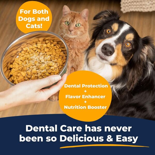 Dental Sprinkles | Dog & Cat Food Topper Additive | Fights Tartar Plaque & Bad Breath Cleans Teeth & Gums | Pet Oral Health Support | USA Made | Low Calorie Human-Grade Beef - Image 2