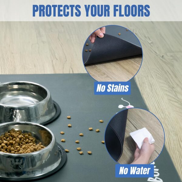 Cat Food Mat, 20" x 12", Absorbent Dog Mat for Food and Water, Pet Placemats for Cat and Dog Water Bowl, Non-Slip Dog Food Mat, Dog Feeding Mat to Protect Your Floors - Image 4