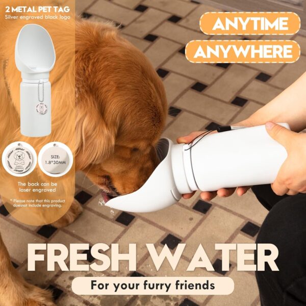 Silicone Dog Water Bottle, Dog Travel Water Bottle Foldable Extra Wide Cup, Lightweight Portable Dog Water Bottle with 2 Metal Pet Tag,Easy to Clean Also for Dog, Cat and Other Pets. - Image 4