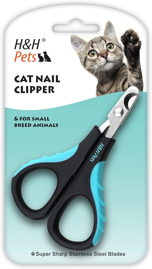 Cat Nail Clippers by H&H Pets - Razor Sharp Stainless Steel Blades Sturdy Non Slip Handles - Cats & Small Animal Accessories Professional at Home Grooming