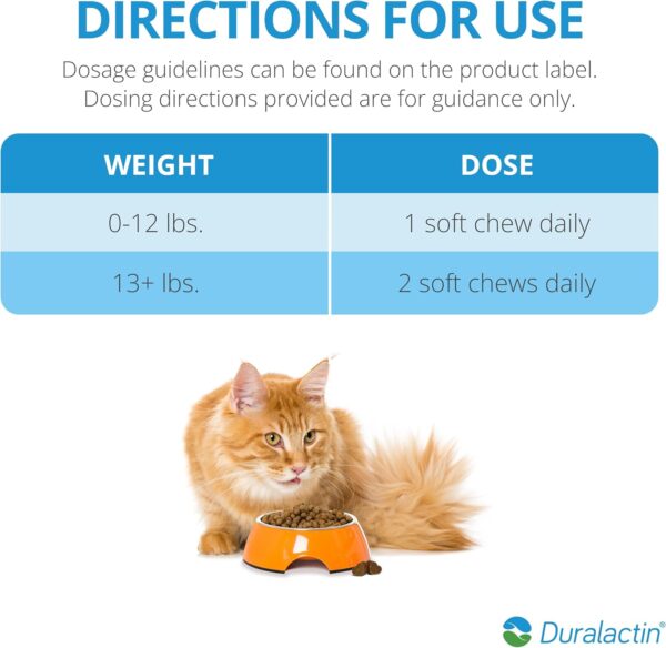 PRN Pharmacal Duralactin Feline Fatty Acid Soft Chews - Joint Health Supplement for Cats & Kittens to Help Manage Soreness - omega-3 Fatty Acid Supplement - Chicken Liver Flavor - 60 Chews - Image 6