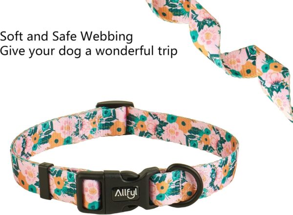 Dog Collar for Medium Dogs Floral Dog Collars with Quick Release Safety Buckle Soft Comfortable Cute Pet Collar for Girl Dog Boy Dog - Image 4