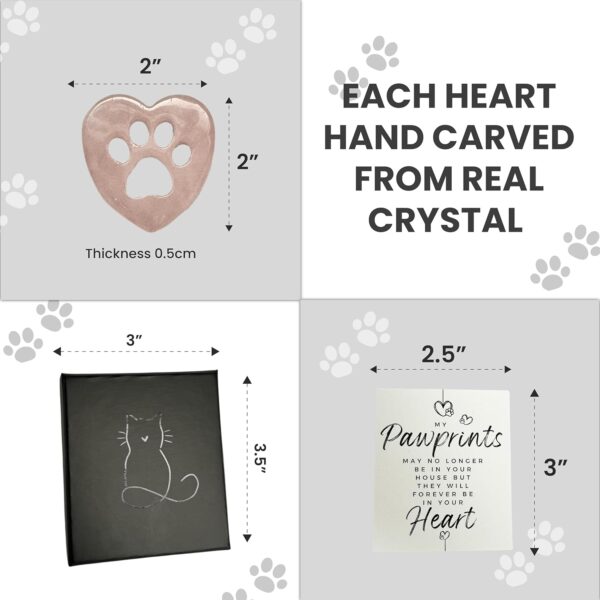 Cat Memorial Gift Box Crystal Remembrance Stones Pawprints on Our Hearts + Poem Sympathy Card Cat for Pet Loss Cat (White Quartz) - Image 3