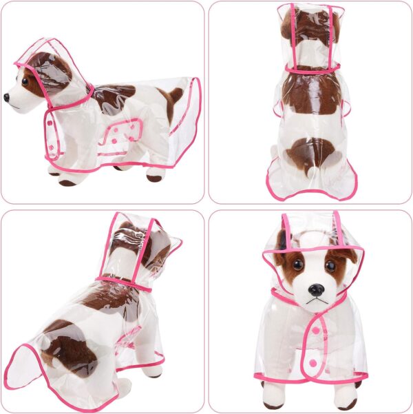 2 Pieces Pet Dog Raincoat Clear Pet Waterproof Clothes Hooded Rain Jacket Plastic Puppy Rain Poncho Pet Rainwear for Small Medium Dog (Rosy and White,M) - Image 3