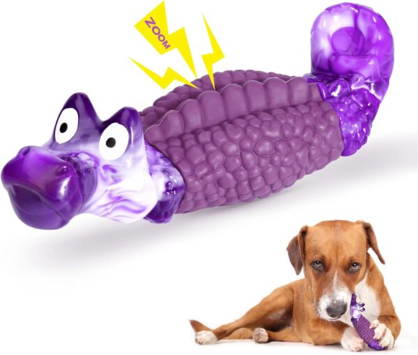 HGB Squeaky Dog Toys for Aggressive Chewers, Tough Indestructible Dog Chew Toy for Large Medium Dogs, Interactive Dog Toys to Keep Them Busy, Dog Toys for Boredom & Enrichment, Bacon Flavor