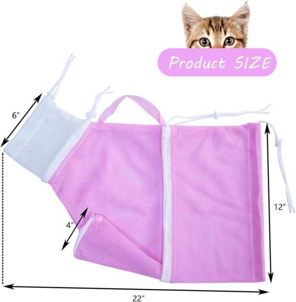 Cat Bathing Bag, Adjustable Anti-bite and Anti-Scratch Cat Shower Mesh Grooming Bag for Pet Dogs and Cats - Image 4