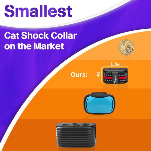 Smallest & Lightest Cat Training Collar, Cat Safe Shock Collar with Shock, Vibration, Sound 3 Modes to Stop Meowing, Rechargeable, Effective for Bad Behavior(Red) - Image 2