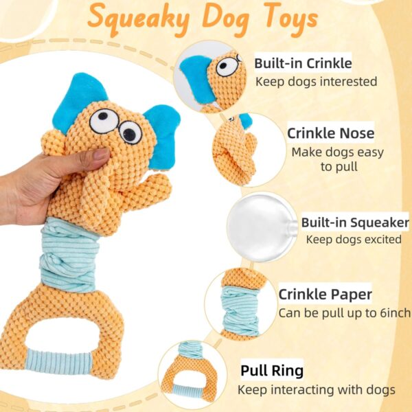 Interactive Dog Toys for Boredom, Plush Crinkle Squeaky Dog Toys, Tug of War Dog Toys, Dog Chew Toys, Dog Puzzle Toys for Small, Medium & Large Dogs (Elephant) - Image 2