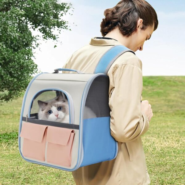 Cat Backpack Carrier,Large Pet Backpack Dog Carrier Backpack for Medium Small Dog Cat Puppy Kitten,Ventilated Mesh Cat Traveling Backpack for Hiking Camping,Hold up to 20LBS - Image 6