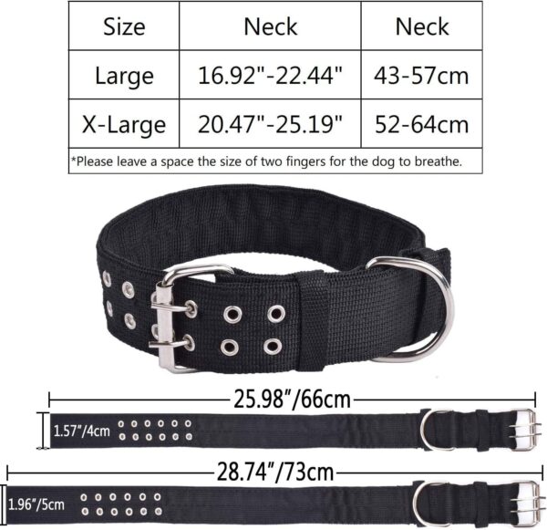 Heavy Duty Adjustable Dog Collar, 1.5 Inch Wide Military Thick Dog Collars for Large Dogs, Breathable Nylon Pet Collar with Metal Buckle & D Ring (Large, Black) - Image 2