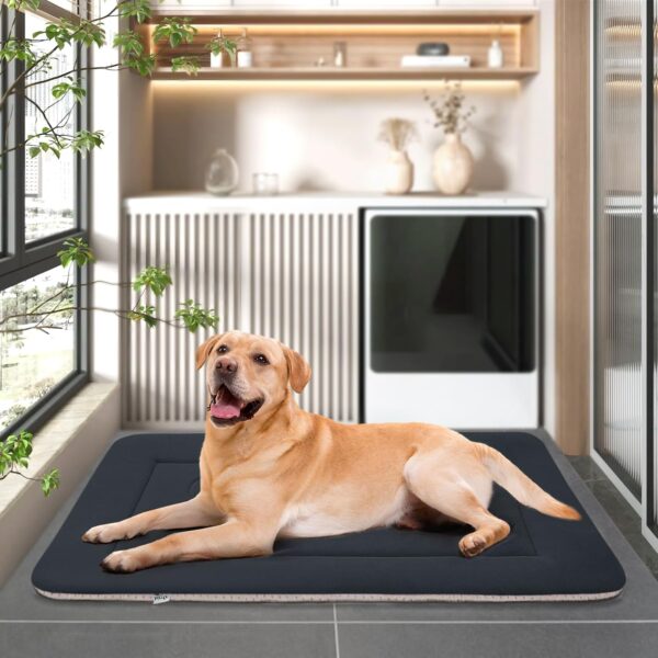 JoicyCo Dog Bed Soft Dog Crate Pad Mat for Medium/Large Dogs 36 in Non-Slip Bottom Washable Dog Sleeping Mattress Pet Beds Cat Bed Kennel Pad, Dark Gray - Image 7