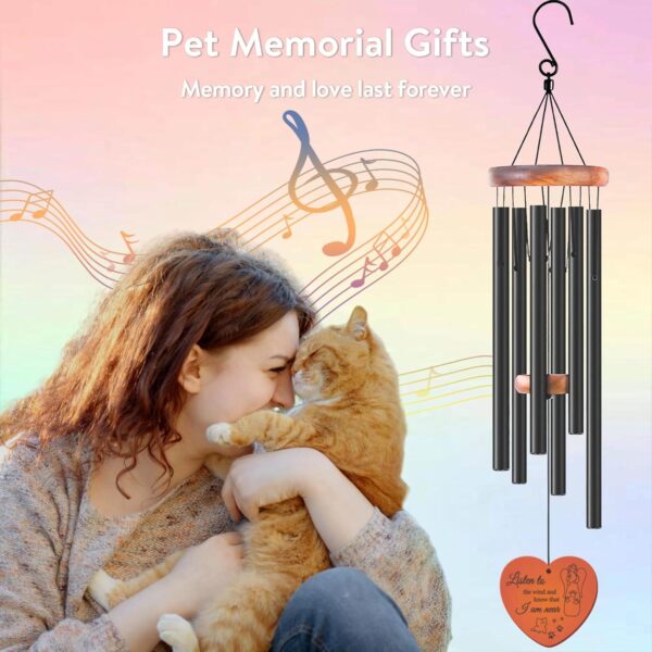 FourAngels Cat Memorial Gifts - 32'' Cat Memorial Wind Chimes Gifts, Loss of Cat Sympathy Gifts, Pet Memorial Wind Chime, Cat Loss Sympathy Gift, Cat Passing Away Gifts in Memory of Cat - Image 2