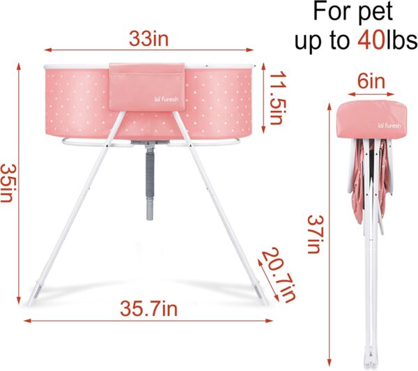 Insider Dog Bath Tub and Wash Station for Bathing Shower and Grooming, Elevated Foldable and Portable, Indoor and Outdoor, for Small and Medium Size Dogs, Cats and Other Pet (Pink) - Image 2