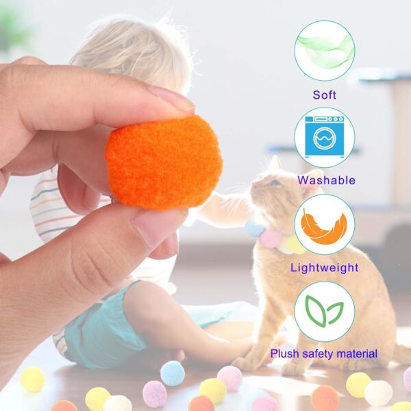 AIERSA Cat Toys Interactive for Indoor Cats,100pcs Pom Pom Balls with Launcher Set, Kitten Toys for Cats Self Play,Cute Cat Ball Toy for Cat Enrichment - Image 4