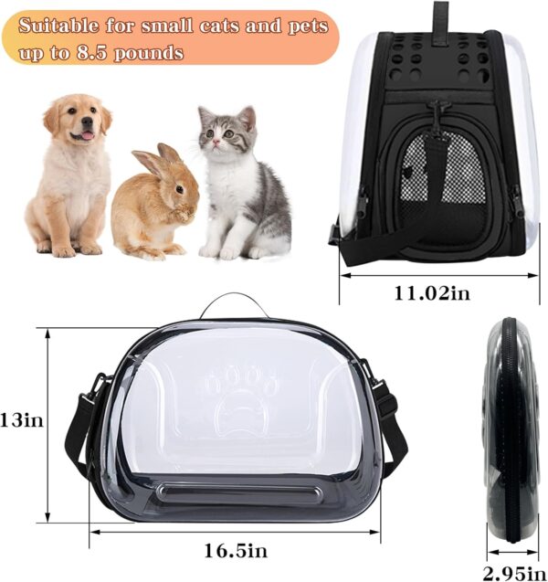 BNOSDM Clear Cat Carrier Hard Cat Bag Collapsible Portable Small Pet Carrier Bag for Cats Kitten Puppy Travel Hiking Walking & Outdoor Use(Grey) - Image 6