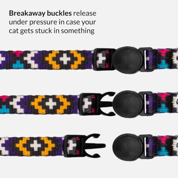 CollarDirect Aztec Cat Collar Breakaway Pack of 2 PCS Nylon Tribal Pattern Geometric Pet Kitten Collars for Cats (Blue + Orange) - Image 2