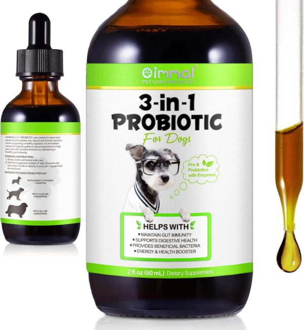 3-in-1 Probiotics for Dogs, Cat Probiotic, Probiotics for Digestive Health Support, Dog Digestive Enzymes & Pure Prebiotic, Supplement for Gut Health & Beneficial Bacteria, Puppy Probiotic