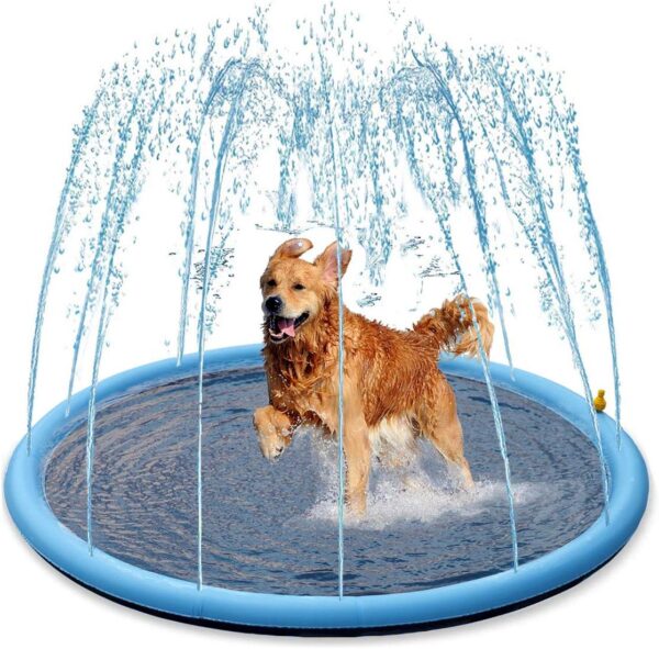 Splash Sprinkler Pad for Dogs - 59" Thicken Dogs Pet Swimming Pool Bathtub, 2024 New Packaging Pet Summer Backyard Playset & Water Toys for Dogs (59",Blue)