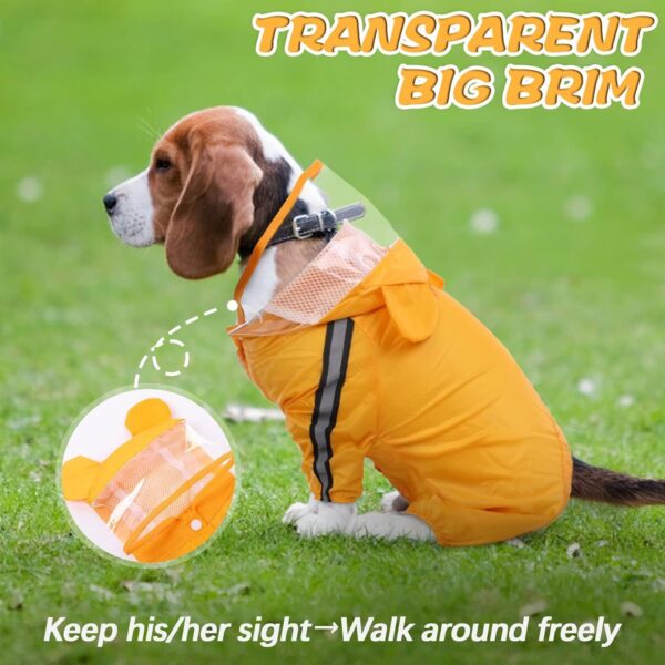 Small Dog Raincoat with Hood, Dog Raincoats Waterproof Dog Poncho Raincoat Reflective Strip, Yellow Dog Rain Jacket Raincoat For Dog With Leash Hole, Dog Rain Coats Clear Ponchos for Small Dogs - Image 5