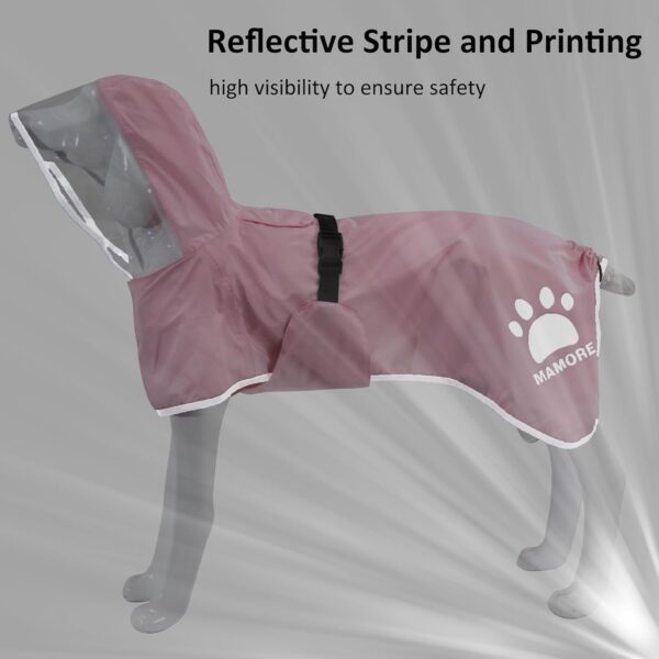 MAMORE Dog Raincoat Hooded Poncho,Waterproof Dog Rain Coat with Reflective Strip, Adjustable Lightweight Dog Rain Jacket with Double Layer for Large Medium Small Dogs (Pink, XXX-Large) - Image 3