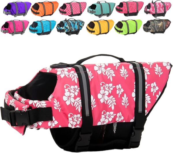 Doglay Dog Life Jacket, Dog Life Vest for Swimming Boating, Adjustable Puppy Life Jacket with Reflective Stripes, Superior Buoyancy Dog Swimming Vest for Small Medium and Large Dogs