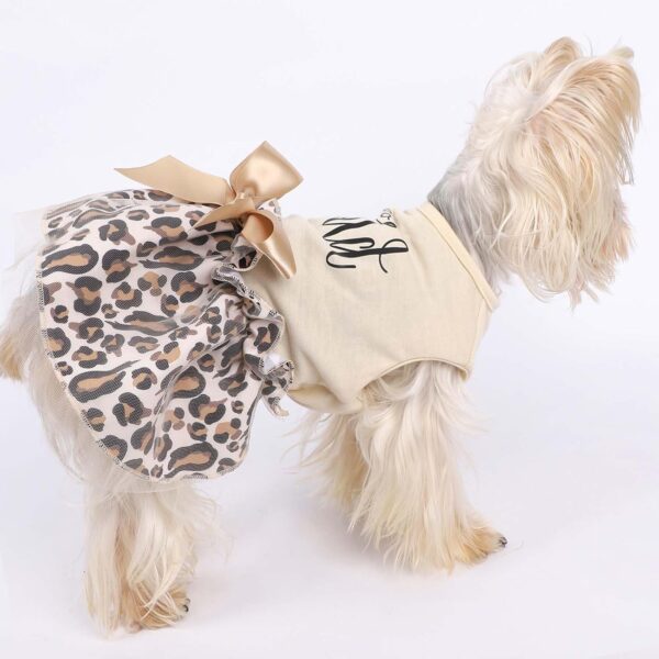 Dog Dress Dog Dresses for Small Dogs Girl Mesh Puppy Dress Summer Dog Clothes Yorkie Chihuahua Teacup Outfits Clothing Apparel Pet Cat Princess Dress Dog Birthday Outfit, Leopard, XS - Image 4