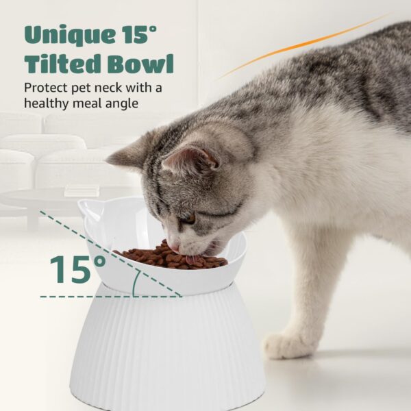 Nobleza 3-in-1 Slow Pet Feeder Bowl Bottle Set, Automatic Pet Dispenser Treat Food & Water Bowl with 15° No Spill Tilted Raised Bowl for Cat Dog Small Medium Pet Kitten Puppy Bunny Healthy Food Water - Image 2