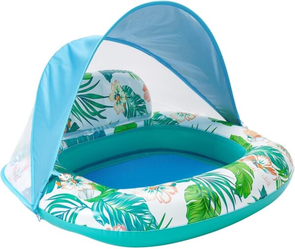 WERNNSAI Pool Float with Canopy - Inflatable Pool Floats with Shade for Adults Pool Lounge Chairs with Cup Holder Headrest Floating for Swimming Pool Beach Summer Outdoor Water Activity - Image 6