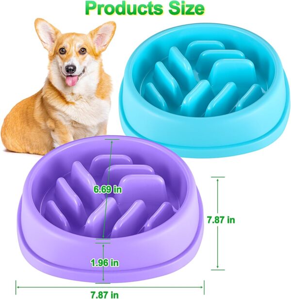 Slow Feeder Dog Bowls 2 Pack, Anti-Slip Slow Eating Dog Bowl, Maze Dog Food Bowl, Anti-Choking Puzzle Feeder Dog Bowl, Slow Feeder Bowl for Dogs & Cats, All Breeds Pets (Blue&Purple) - Image 2