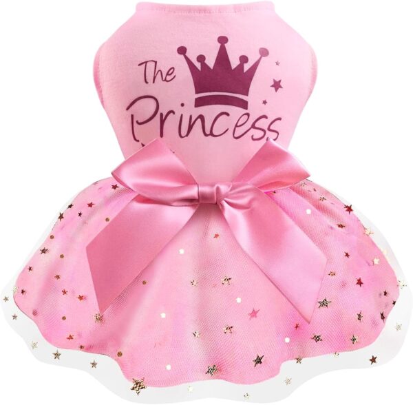 Idepet Princess Dog Dress Tulle Puppy Skirt Pet Apparel Dog Tutu with Bowknot,Birthday Dresses Daisy Sleeveless Holiday Clothes for Small Dogs Girls and Cats, XXS