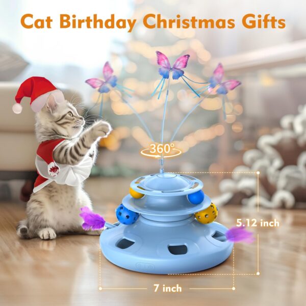 Interactive Cat Toys for Indoor Cats Automatic Cat Toy 4in1 Kitten Toys,Fluttering Butterfly,Random Ambush Feather,Track Balls,Cat Ball Toy for Cat Enrichment USB Charging - Image 6